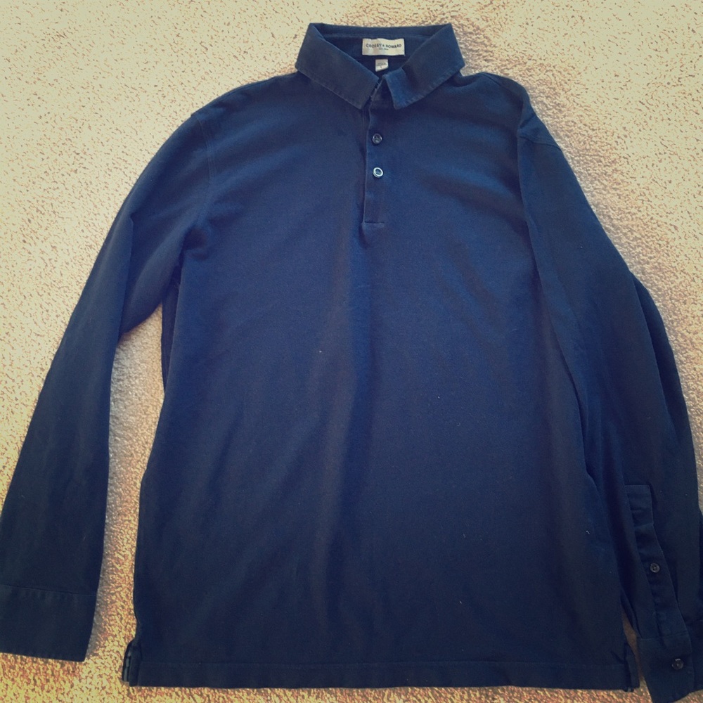 Long Sleeve Polo - Large - Navy Blue